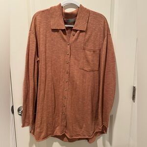 Free People Beach button down sweater coral color size M EUC
